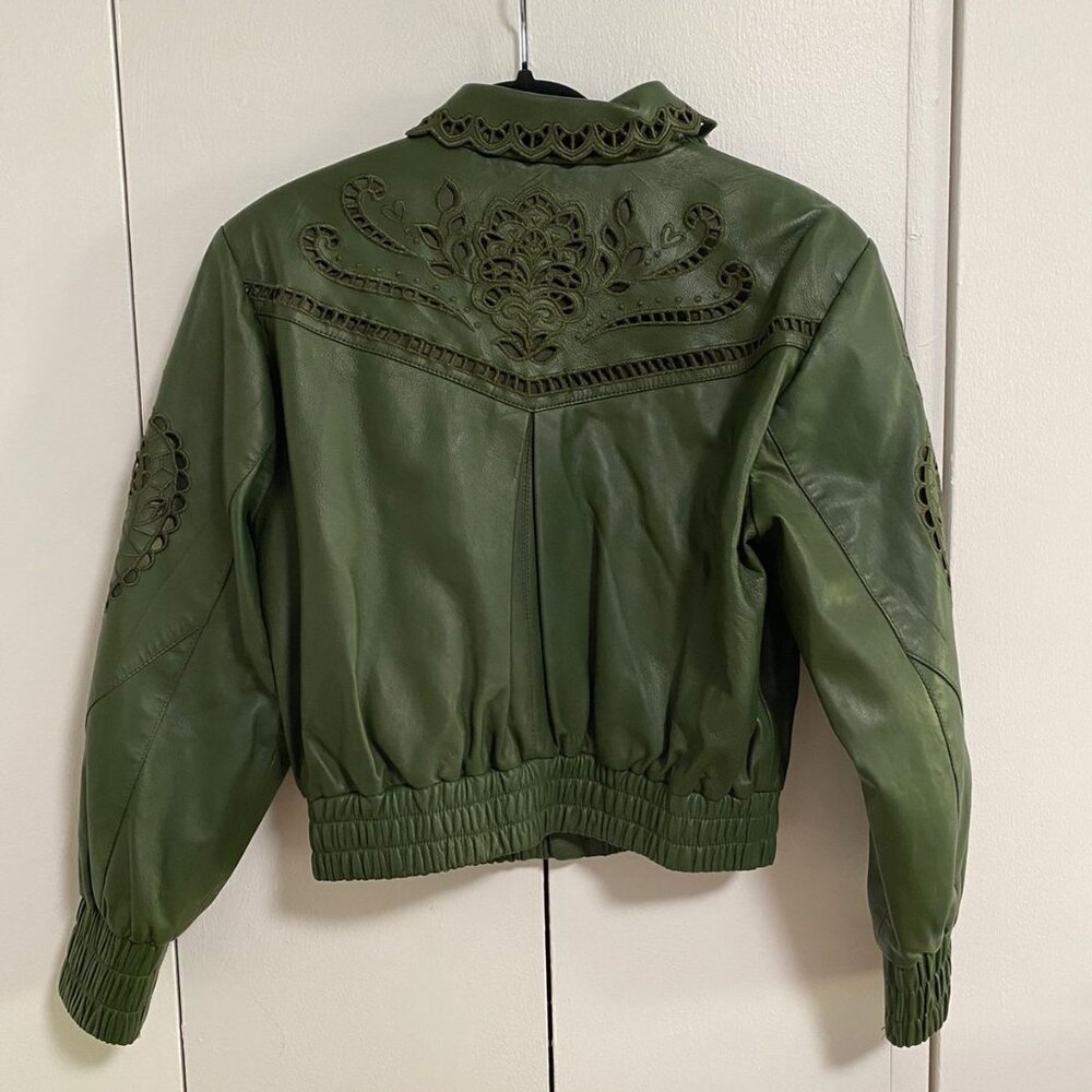 FARM Rio - Green Leather Jacket - Picture 4 of 6